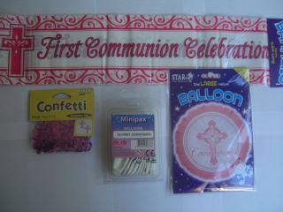FIRST COMMUNION Party Decorations (Pink/Girl){4 items}