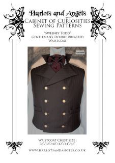 Sweeney Todd Victorian Steampunk waistcoat PAPER SEWING PATTERN sizes 