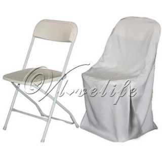 One White Polyester Folding Chair Cover For Wedding Party Banquet 