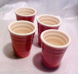  Me Up Red Solo Cup 2 ounce Ceramic Shot Glasses Party Pack 4 gift set