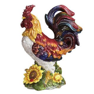   BY SADEK 15 High Ceramic Rooster with Sunflowers Figurine / Statue