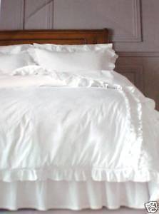   Chic full queen size White Comforter set Ruffle Heirloom Cottage