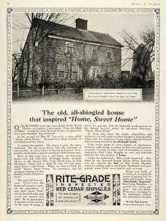 1923 Ad Rite Grade Inspect Red Cedar Roof Shingles Home   ORIGINAL 