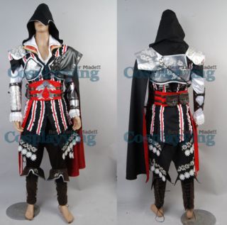 Assassins Creed 2 II Ezio Cosplay Costume Black Outfit