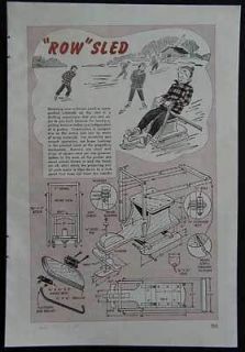 Rowing Ice Sled Boat 1947 How To build PLANS Child size