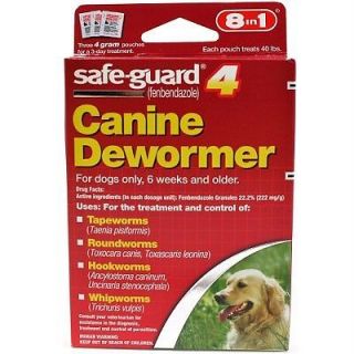 Safe Guard Panacur (fenbendazole) K9 Dogs 40 lbs 4gm 3 Pack dose All 