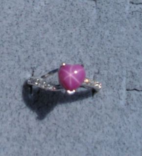 LINDE LINDY STAR RUBY CREATED SAPPHIRE PINK SS RING