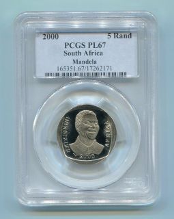 PCGS PROOF PL 67 SOUTH AFRICA Nelson Mandela R5 Year 2000 Coin   Only 