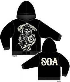Sons Of Anarchy Hoodie Large Muted Grim Reaper Adult Zip up S 2XL New 