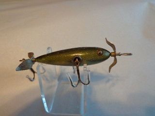 South Bend GREENSCALE Glass Eyed Wood Three Hook Minnow Lure VERY 