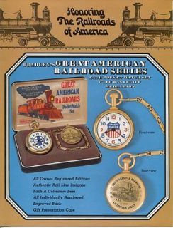 Great American Railroads Pocket Watch Catalog by Bradley Time 1970s