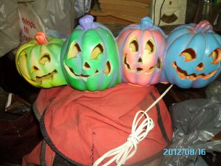 Unique Foam Lighted Pumpkins Rainbow Colors Halloween Jack O Lanterns 