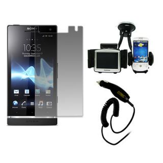   Screen Guard+Dual Mount Holder+Charger for Sony Ericsson Xperia S T26i