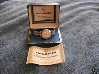 Vintage Helbros 7 Jewel Watch With Box & Warranty Swiss