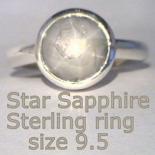 Untreated Gray Star Sapphire Handmade 925 Silver Round Band Gents Ring 