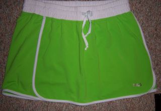 FILA Lime Green & White Stretch Knit Skorts   Size Large (10 12)   NWT