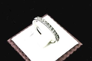 Silver Wedding Rings Clear Cubic Zirconia Eternity Band Stainless 