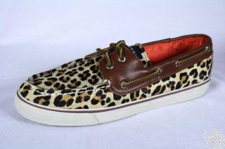 SPERRY TOP SIDER Bahama Leopard Pony Womens Boat Shoes New 9445537