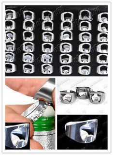   lots jewelry 15ps open beer bottle stainless steel rings FREE
