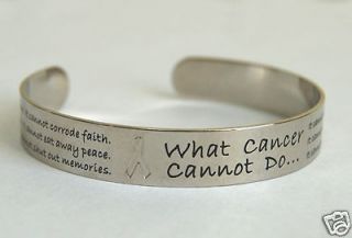 What Cancer Cannot Do Bangle Bracelet   Silver Plated