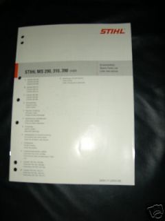 MS 290, 310, 390 Stihl Chainsaw Parts Manual *New*