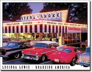Steak n Shake Drive In Vintage Old Car Retro Metal Ad Made in USA 