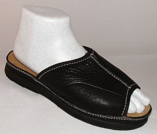 Hotter Black Leather Open Toe Slides Sandals Sizes 5.5 Womens