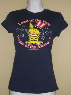 HAPPY BUNNY 4TH OF JULY T SHIRT! LAND OF THE FREE & AWESOME!