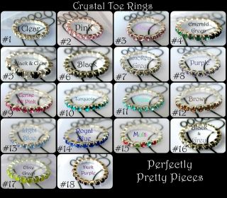   Crystal Toe Ring ~ Assorted Colour Choice ~Size D /US 2 Stretch Larger