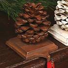   Rustic Pinecone Christmas Stocking Holder Hanger Cabin & Lodge Decor
