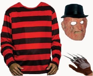 Burnt Man Mask Jumper & Claw Fancy Dress Horror Halloween Freddy 