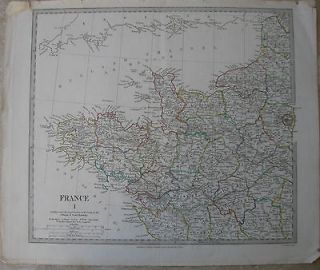 1830 Original SDUK Map   NORTH WESTERN FRANCE   Paris, Normandy and 