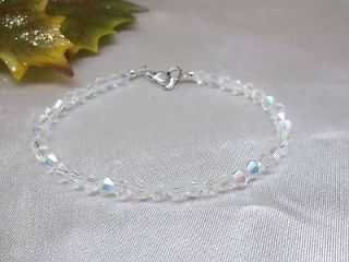 Clear AB Anklet & Swarovski Crystal Bridal 925 Sterling Silver Pl 