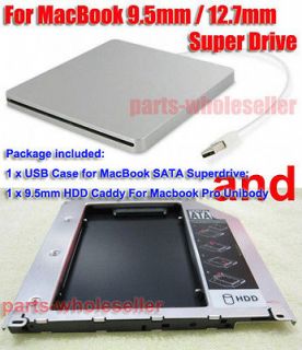 5mm 2nd HDD Caddy for Macbook Pro Unibody + USB Enclosure Case for 