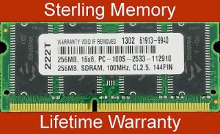 256MB SDRAM MEMORY RAM PC100 SODIMM 144 PIN 100MHZ