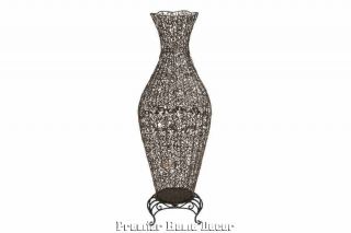 Old World Tuscan Tall 50 Metal Floor Vase Open Filigree Design