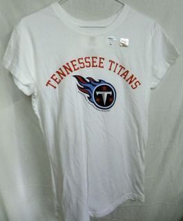 Womens NFL White Tennessee Titans Distressed Look T Shirt Officially 