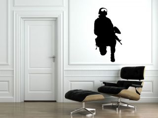Paint Ball Masked Player With Gun Action Vinyl Wall Decal/Sticker A377