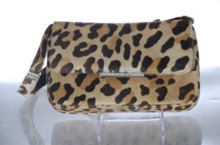 Carolina Herrera Brown Hair Calf Leopard Print Evening Bag