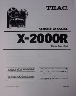 TEAC X 2000R TAPE DECK SERVICE MANUAL 64 page