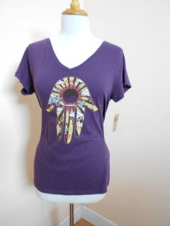 Lucky Brand Purple Multicolor Ying & Yang Peace Top Medium NWT