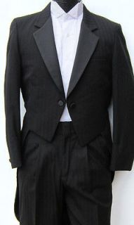 Mens Black Striped Two Button Fulldress Tuxedo Tailcoat Costume 
