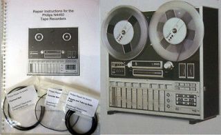Philips N4450 N 4450 Tape Recorder Belts and Repair Manual Reel to 