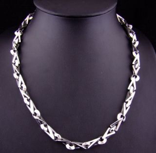   925 STERLING SOLID SILVER TRIANGLE LINKS BARAKA MENS NECKLACE CHAIN