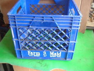 vintage blue dairy milk crate container plastic detroit
