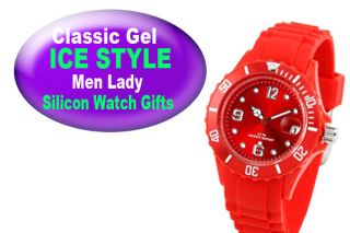 ICE TOY STYLE UNISEX SILICONE RUBBER WATCH WITH DATE FOR MENS WOMENS 