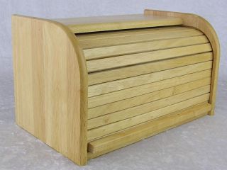 Vintage M Kamenstein Inc Natural Wood Wooden Roll Up Bread Box Bin