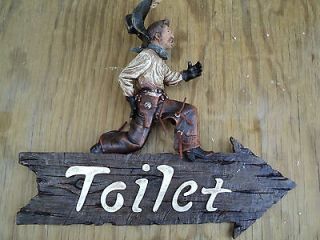 COWBOY TOILET OUTHOUSE BATHROOM WOODEN SIGN WOOD OUT HOUSE HOME DECOR 