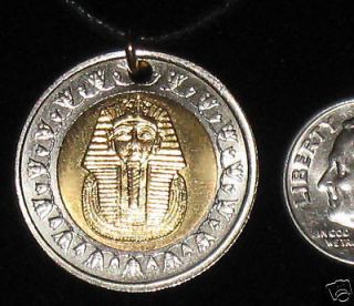 EGYPTIAN KING TUT SPHINX COIN CHARM NECKLACE PENDANT