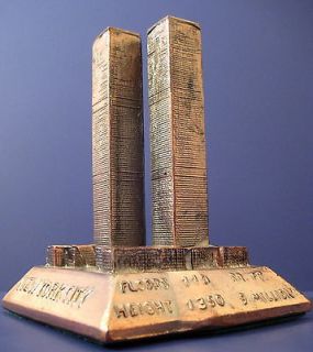   Trade Center Vintage Souvenir Metal Building Twin Towers pre 9 11